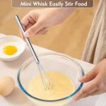 10 Inch Mini Whisk, 304 Anti-Rust Stainless Steel Small Whisks for Cooking, Baking, Mixing Ingredients & Deep Containers (1 Piece)