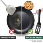 【2 Pack】Kunovo Small Spatula for Nonstick Cookware Mini Spatulas for kitchen Use,Heat-Resistant Silicone Thin Spatula Cooking Baking (Black-2)