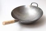 Craft Wok Traditional Hand Hammered Chinese Carbon Steel Wok with Wooden and Steel Helper Handle (14 Inch, Round Bottom Pow Wok Pan) / 731W88