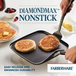 Farberware Cookstart DiamondMax Nonstick Square Grill Pan/Griddle, Dishwasher Safe, 11 Inch - Black