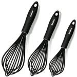 Anaeat Silicone Balloon Whisk, Perfect for Non-Stick Cookware, Milk and Egg Beater Blender, Heat Resistant Kitchen Whisks for Whisking, Cooking, Baking, Beating, Frothing & Stirring (Black)
