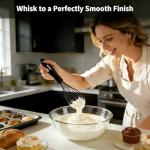 Anaeat Silicone Balloon Whisk, Perfect for Non-Stick Cookware, Milk and Egg Beater Blender, Heat Resistant Kitchen Whisks for Whisking, Cooking, Baking, Beating, Frothing & Stirring (Black)