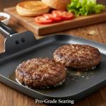 Nonstick Square Griddle Pan for Pancakes Eggs Bacon, 11 inch Family Breakfast Griddle. Aluminum Flat Top Griddle Pan for Gas Electric Stove, Even Heat Distribution Warp-Proof Easy Clean