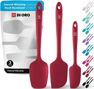 DI ORO® 3-Piece Silicone Spatula Set - 315°C Heat Resistant Non Stick Rubber Kitchen Spatulas for Cooking and Baking - Award-Winning Professional Grade Spatula Set - Best Silicone Utensil Set