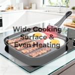 Nonstick Square Griddle Pan for Pancakes Eggs Bacon, 11 inch Family Breakfast Griddle. Aluminum Flat Top Griddle Pan for Gas Electric Stove, Even Heat Distribution Warp-Proof Easy Clean