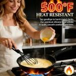 Anaeat Silicone Balloon Whisk, Perfect for Non-Stick Cookware, Milk and Egg Beater Blender, Heat Resistant Kitchen Whisks for Whisking, Cooking, Baking, Beating, Frothing & Stirring (Black)