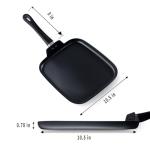 Nonstick Square Griddle Pan for Pancakes Eggs Bacon, 11 inch Family Breakfast Griddle. Aluminum Flat Top Griddle Pan for Gas Electric Stove, Even Heat Distribution Warp-Proof Easy Clean