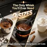 Anaeat Silicone Balloon Whisk, Perfect for Non-Stick Cookware, Milk and Egg Beater Blender, Heat Resistant Kitchen Whisks for Whisking, Cooking, Baking, Beating, Frothing & Stirring (Black)