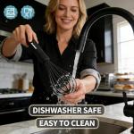 Anaeat Silicone Balloon Whisk, Perfect for Non-Stick Cookware, Milk and Egg Beater Blender, Heat Resistant Kitchen Whisks for Whisking, Cooking, Baking, Beating, Frothing & Stirring (Black)