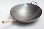 Craft Wok Big 16 Inch Heavy Hand Hammered Carbon Steel Pow Wok with Wooden and Steel Helper Handle (Round Bottom) / 731W138