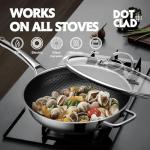 DOTCLAD Wok pan,Hybrid 12 inch Wok with Lid, PFOA Free Cookware,non stick Stainless Steel Woks & Stir-fry pans Nonstick, Dishwasher and Oven Safe, Works on Induction