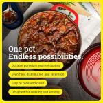 Lodge Essential Enamel Cast Iron Dutch Oven - Perfect for Bread Baking, Braising, Marinating & Slow Cooking - Features Moisture-Sealing Lid & Dual Handles - Kitchen Essentials - 6 Quarts - Island Spice Red