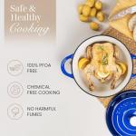 Cast Iron Pot with Lid – Non-Stick Ovenproof Enamelled Casserole Pot, Oven Safe up to 500° F – Sturdy Dutch Oven Cookware – Dark Blue, 5-Quart, 24cm – by Nuovva