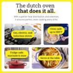 Lodge Essential Enamel Cast Iron Dutch Oven - Perfect for Bread Baking, Braising, Marinating & Slow Cooking - Features Moisture-Sealing Lid & Dual Handles - Kitchen Essentials - 6 Quarts - Island Spice Red