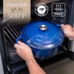 Cast Iron Pot with Lid – Non-Stick Ovenproof Enamelled Casserole Pot, Oven Safe up to 500° F – Sturdy Dutch Oven Cookware – Dark Blue, 5-Quart, 24cm – by Nuovva