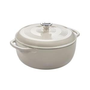 Lodge Essential Enamel Cast Iron Dutch Oven - Perfect for Bread Baking, Braising, Marinating & Slow Cooking - Features Moisture-Sealing Lid & Dual Handles - Kitchen Essentials - 6 Quarts - Oyster White
