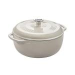 Lodge Essential Enamel Cast Iron Dutch Oven - Perfect for Bread Baking, Braising, Marinating & Slow Cooking - Features Moisture-Sealing Lid & Dual Handles - Kitchen Essentials - 6 Quarts - Oyster White