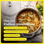 Lodge Essential Enamel Cast Iron Dutch Oven - Perfect for Bread Baking, Braising, Marinating & Slow Cooking - Features Moisture-Sealing Lid & Dual Handles - Kitchen Essentials - 6 Quarts - Oyster White