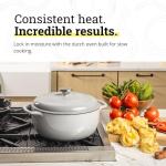 Lodge Essential Enamel Cast Iron Dutch Oven - Perfect for Bread Baking, Braising, Marinating & Slow Cooking - Features Moisture-Sealing Lid & Dual Handles - Kitchen Essentials - 6 Quarts - Oyster White