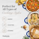 Cast Iron Pot with Lid – Non-Stick Ovenproof Enamelled Casserole Pot, Oven Safe up to 500° F – Sturdy Dutch Oven Cookware – Dark Blue, 5-Quart, 24cm – by Nuovva