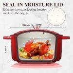 Enameled Cast Iron Dutch Oven - Umite Chef 5QT Pot with Lid & Cotton Potholders - Heavy-Duty Cookware for Bread Baking, Braising, Stews, Roasting(Red)