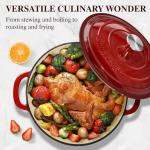 Enameled Cast Iron Dutch Oven - Umite Chef 5QT Pot with Lid & Cotton Potholders - Heavy-Duty Cookware for Bread Baking, Braising, Stews, Roasting(Red)
