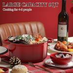 Enameled Cast Iron Dutch Oven - Umite Chef 5QT Pot with Lid & Cotton Potholders - Heavy-Duty Cookware for Bread Baking, Braising, Stews, Roasting(Red)