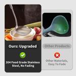 Newness Soup Ladle, [Rustproof, Heat Resistance, Integral Forming] Resilient 304 Stainless Steel Soup Spoon with Vacuum Ergonomic Round Handle, Cooking Spoon for Kitchen, 13.7 Inches