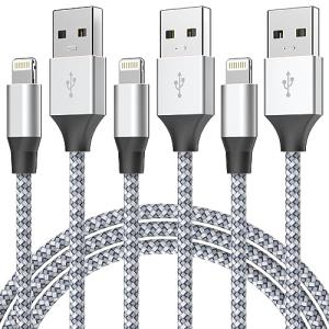 Durable iPhone Charger Cord 6FT 3Pack [Apple MFi Certified] Lightning Cable Nylon Braided iPhone Cord Fast Charging Cable Compatible with iPhone 14/13/12 Pro Max/12Pro/11