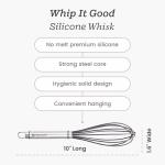 Starpack 'Whip it Good' Silicone Whisk for Nonstick Cookware - Non Scratch, 9.8" Whisk Heat Resistant 600°F - Kitchen Whisks for Cooking, Baking & Stirring - Silicone Coated Durable Rubber Egg Whisks