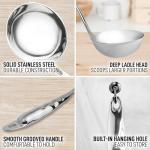 Zulay Kitchen Stainless Steel Soup Ladle - 13” Large Ladle for Soups, Stews & Sauces - Durable, Heat-Resistant, Rust-Proof & Dishwasher Safe Kitchen Utensil with Ergonomic Handle