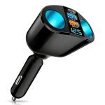 AGEK Cigarette Lighter Adapter, USB C Car Phone Charger Adapter with Voltmeter, QC3.0 & PD 24V Cigarette Lighter Splitter, 12V USB Outlet Car USB Charger Fast Charging for Phone Tablets Dashcam