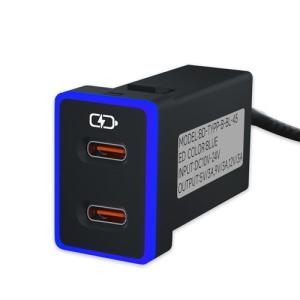B&DOG XSIN Car Charger for Toyota USB C Dual Port Charger PD 3.0 Type C Fast Charging with LED Light Show,Compatible with Smart Phone,Tablet,and More. (Blue 1.3x0.9inch