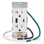Leviton T5834-W 60W (20V@2.5A+ 5V@2A) USB Dual Type A/Type-C Power Delivery in-Wall Charger with 20A Tamper-Resistant Outlet, USB Charger for Smartphones, Tablets, Laptops, White