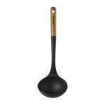 STAUB Soup Ladle, Perfect for Serving Hot Soup, Portion Batter for Pancakes, and Sauce Pasta, Durable BPA-Free Matte Black Silicone, Acacia Wood Handles, Safe for Nonstick Cooking Surfaces