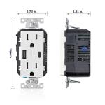 Leviton Type A & Type-C USB In-Wall Charger with 15A Tamper-Resistant Outlet, USB Charger for Smartphones and Tablets, Not for Laptops, T5633-W, White