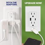 Leviton Type A & Type-C USB In-Wall Charger with 15A Tamper-Resistant Outlet, USB Charger for Smartphones and Tablets, Not for Laptops, T5633-W, White