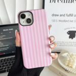 CHEDEMK Compatible with iPhone 13/14 Case, Cute Fashion Aesthetic Striped Pattern Cover for Women, Shockproof Soft TPU and Hard PC Protective Phone Case for iPhone 13/14 6.1"- Pink