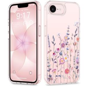 GVIEWIN for iPhone 17e Case & iPhone 16e Case, [Non-Yellowing][Military-Grade Protection] Hard PC&TPU Bumper, Floral Shockproof Protective Clear Phone Case (Floratopia/Colorful)