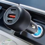 BoxWave Universal RapidRush PD Car Charger (95W), Fast, 2 USB Charger - Jet Black, Car Charger for Smartphones and Tablets