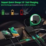 Multi Ports USB Car Charger, 96W 6 Port QC3.0 Fast Adapter Multiple Ports, with Four Quick Charge 3.0 Port, 12V-24V Multi Device Cigarette Lighter for Smart Phone & Tablets Charging
