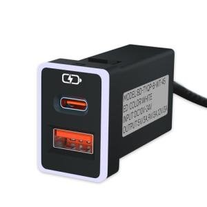 Car Charger PD QC3.0 Fast Charging Type c USB Port Socket,with LED Light Show for Toyota Compatible with Smart Phone,Tablet,and USB Device More.（White-1.3x0.9inch）