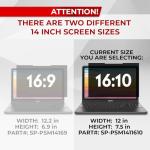 SightPro Magnetic Laptop Privacy Screen 14 Inch 16:10 - Patented Removable Laptop Privacy Filter Shield and Protector