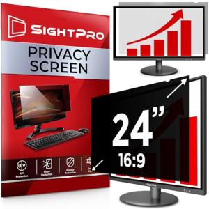 SightPro 24 Inch 16:9 Computer Privacy Screen Filter for Monitor - Privacy Shield and Anti-Glare Protector