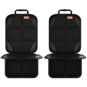 SMART ELF Car Seat Protector, 2Pack Seat Protector Protect Child Seats with Thickest Padding and Non-Slip Backing Mesh Pockets for Baby and Pet,Sedan SUV Truck (Black)