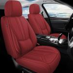 otoez Car Seat Covers Full Set, 5 Seats Nappa Leather Seat Cover for Car Seden SUV Truck, Waterproof Automotive Seat Cover Full Coverage Front and Rear Seat Protector, Red