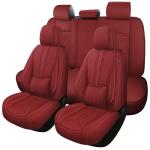 otoez Car Seat Covers Full Set, 5 Seats Nappa Leather Seat Cover for Car Seden SUV Truck, Waterproof Automotive Seat Cover Full Coverage Front and Rear Seat Protector, Red