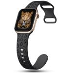 IKANFI 2Pack Leopard Engraved Bands Compatible with Apple Watch Band 41mm 40mm 38mm Women, Silicone Cheetah Sport Strap for iWatch Series SE 10 9 8 7 6 5 4 3 2 1,Ultra-BKSL-38