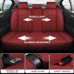 otoez Car Seat Covers Full Set, 5 Seats Nappa Leather Seat Cover for Car Seden SUV Truck, Waterproof Automotive Seat Cover Full Coverage Front and Rear Seat Protector, Red