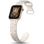 IKANFI 2Pack Leopard Engraved Bands Compatible with Apple Watch Band 41mm 40mm 38mm Women, Silicone Cheetah Sport Strap for iWatch Series SE 10 9 8 7 6 5 4 3 2 1,Ultra-BKSL-38